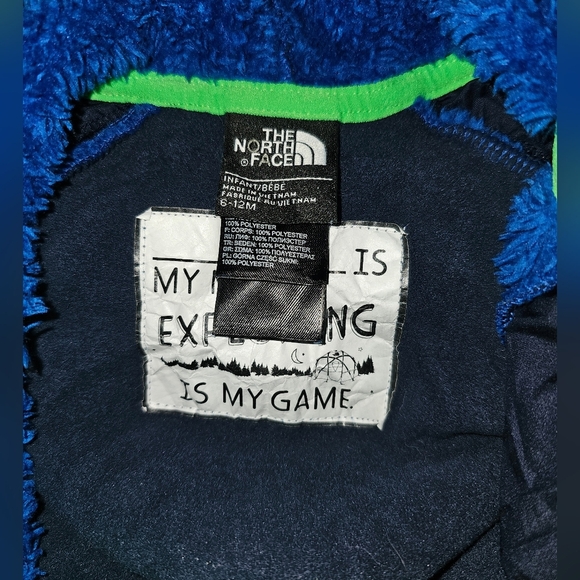 The North Face Chimborazo Infant Winter Bunting Neon Green Blue Sherpa Sz 6-12M - Picture 3 of 4